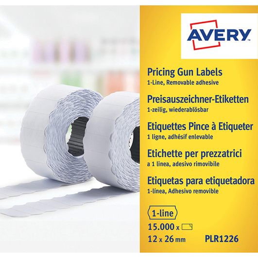 Preisauszeichner-Etiketten 1-zeilig | 26 x 12 mm | 10 Rollen/15.000 Etiketten | weiß